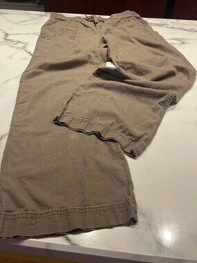 St John's Bay Linen/Rayon Blend Wide Leg Pants Brown Small